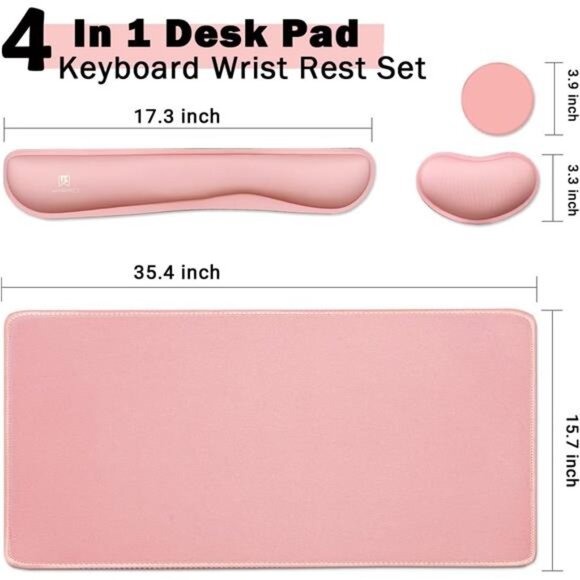 4-in-1 Large Mouse Pad, Keyboard Wrist Rest Pad & Wrist Support Mousepad Set - Picture 2 of 8